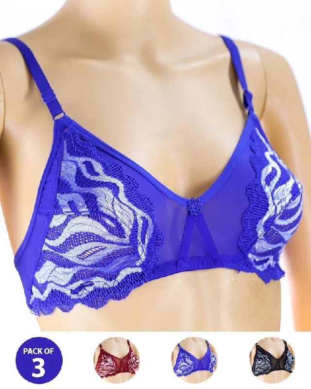 Pack of 3 Madam Bra - Limca - Non Padded Bra - Non Wired Bra Breathable Full Coverage Pack of 3 Madam Bra - Limca - Non Padded Bra - Non Wired Bra Breathable Full Coverage