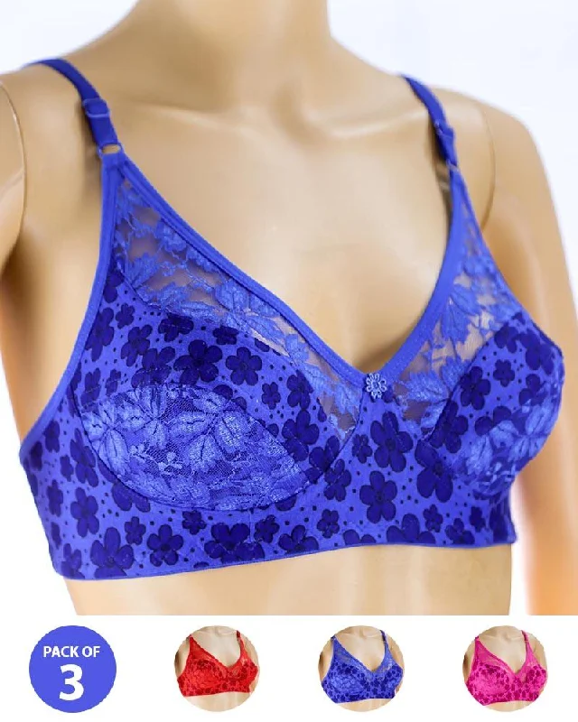 Pack of 3 Madam Bra - N5 - Non Padded Bra - Non Wired Bra Contour Bra Style