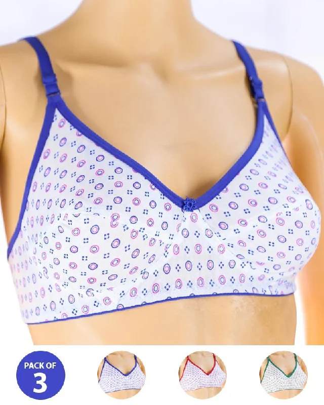 Pack of 3 Madam Bra - S27 - Non Padded Bra - Non Wired Bra Active Wear Bra