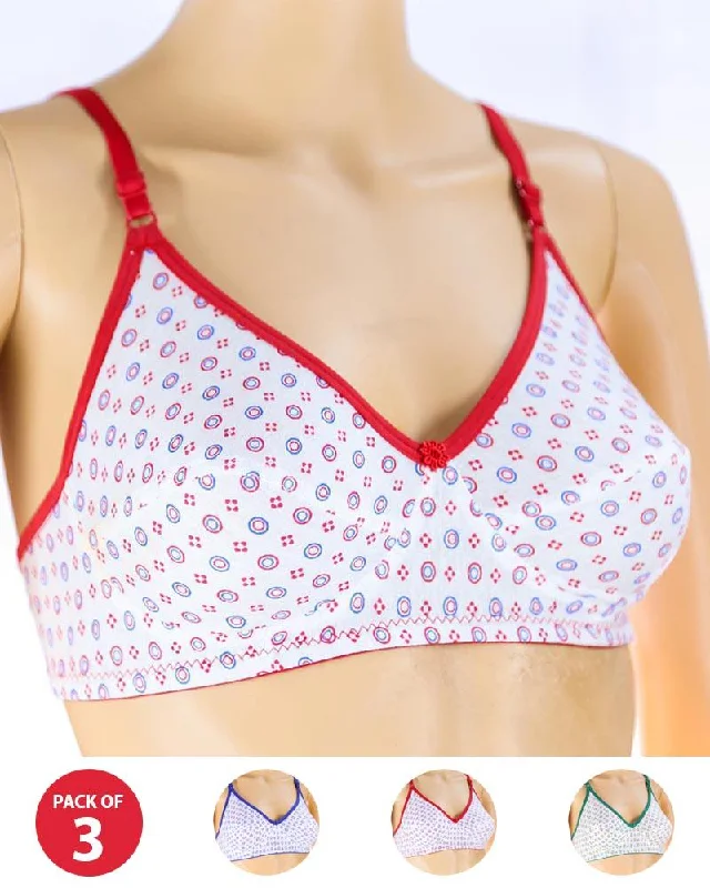Pack of 3 Madam Bra - S27 - Non Padded Bra - Non Wired Bra High Support Bra