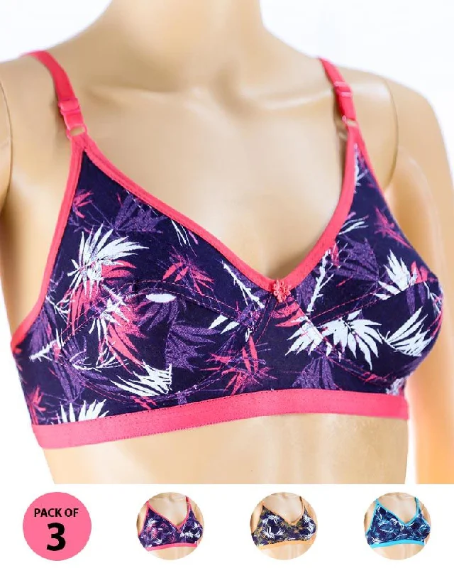 Pack of 3 Madam Bra - S5 - Non Padded Bra - Non Wired Bra Adjustable Fit Bra