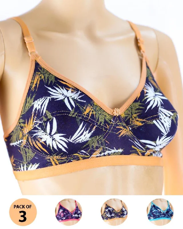 Pack of 3 Madam Bra - S5 - Non Padded Bra - Non Wired Bra Push-Up Bra Set