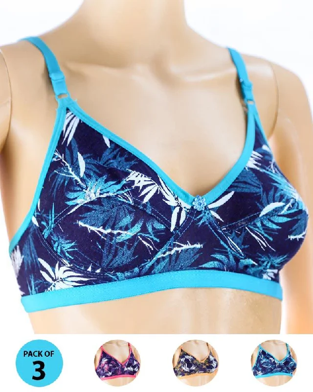 Pack of 3 Madam Bra - S5 - Non Padded Bra - Non Wired Bra Seamless Sports Bra