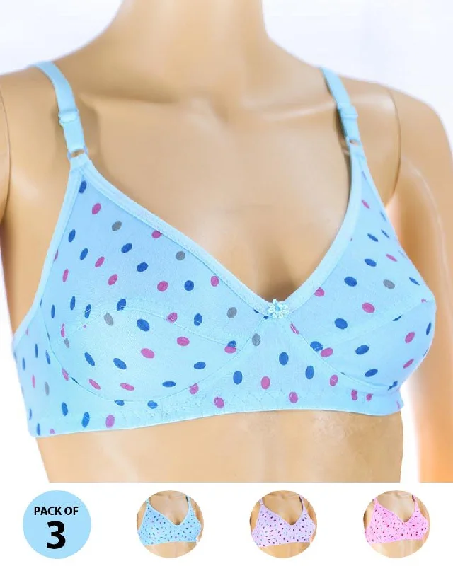 Pack of 3 Madam Bra - S7 - Non Padded Bra - Non Wired Bra Breathable Sports Bra