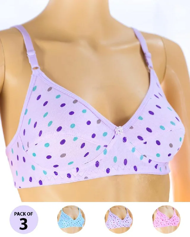 Pack of 3 Madam Bra - S7 - Non Padded Bra - Non Wired Bra Soft Cup Bra