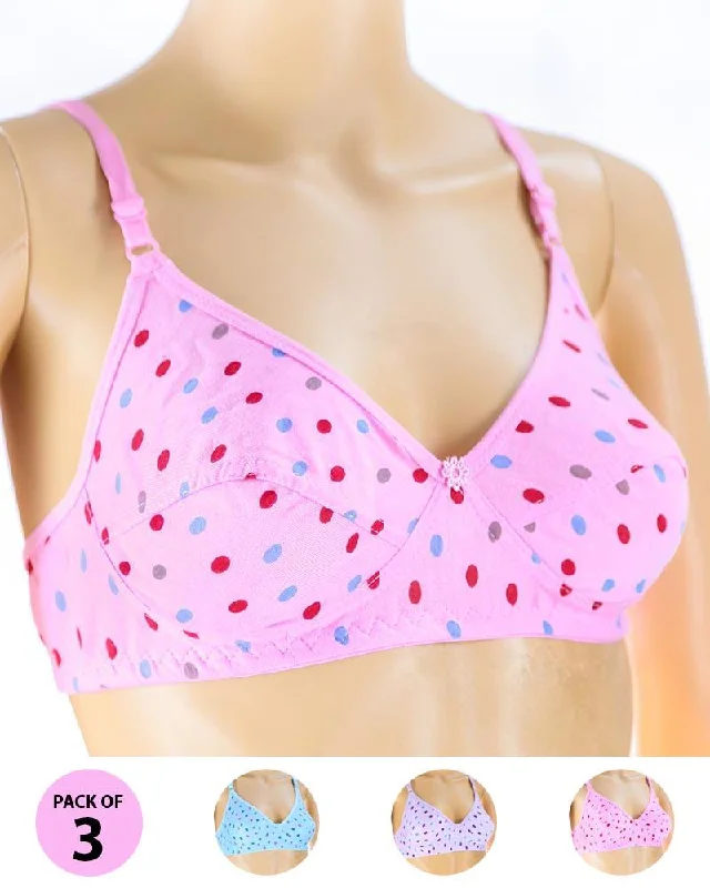 Pack of 3 Madam Bra - S7 - Non Padded Bra - Non Wired Bra Push-Up Padded Bra