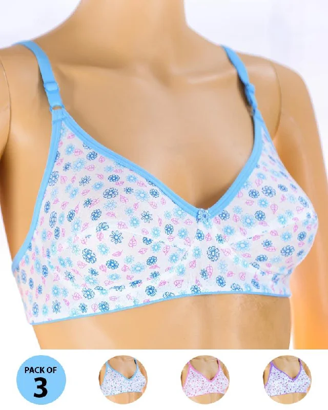 Pack of 3 Madam Bra - S8 - Non Padded Bra - Non Wired Bra Smooth Push-Up Bra