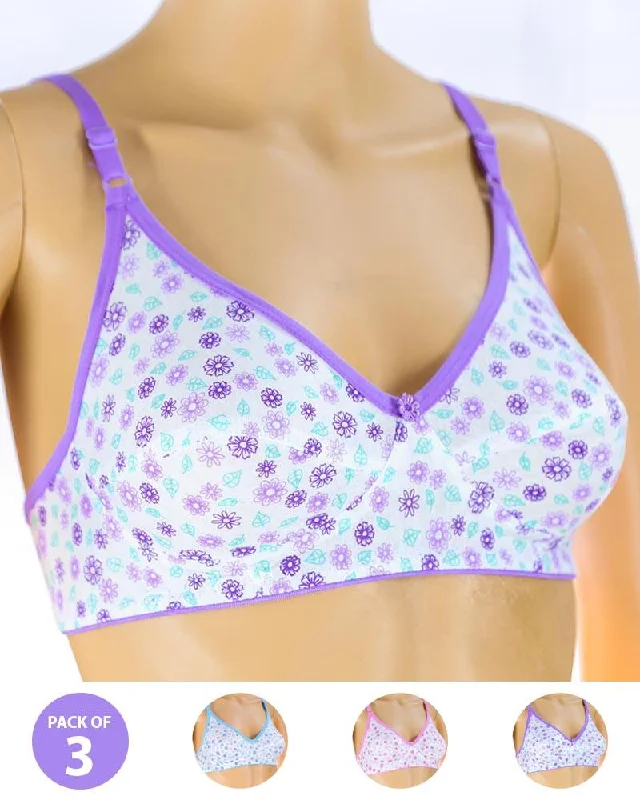 Pack of 3 Madam Bra - S8 - Non Padded Bra - Non Wired Bra Sexy Mesh Bralette