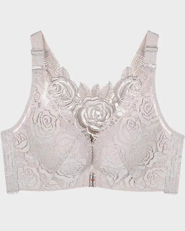 Rose Embroidery Front Closure Bra