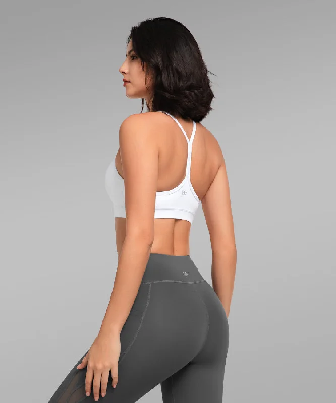 Anywhere Scoop Neckline Strappy Padded Yoga Bra | Women's Light Support Sports Bra Lace-Trimmed Bra