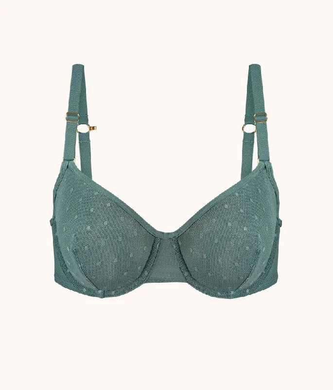 The Dot Mesh Unlined Bra: Harbor Green