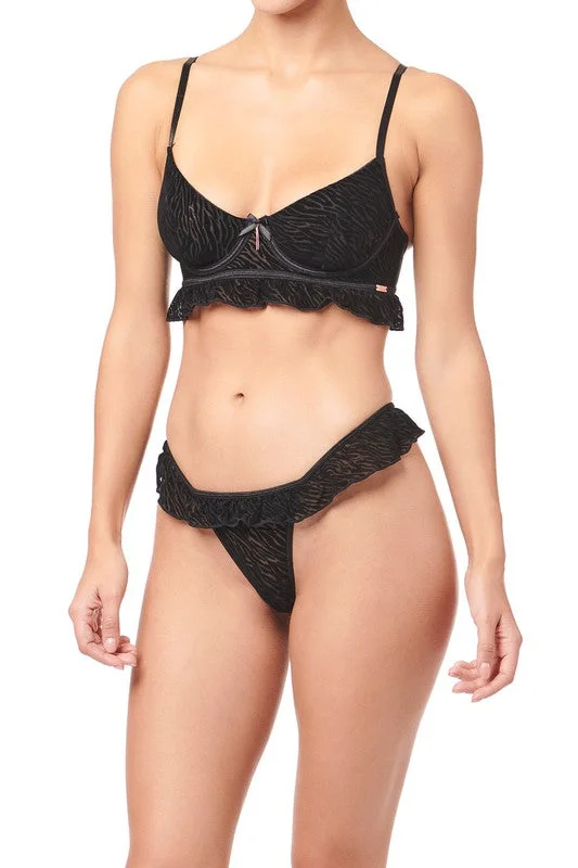 Tiger Stripe Mesh Bra Set