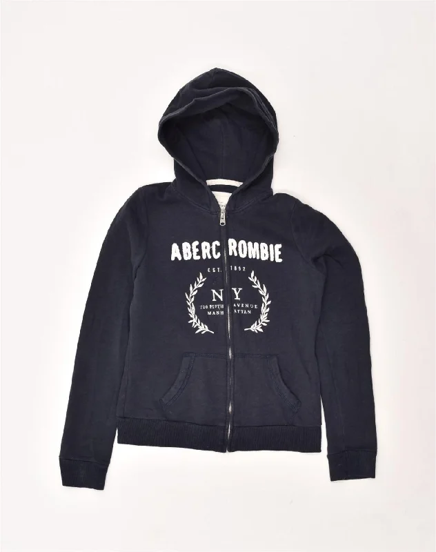 ABERCROMBIE & FITCH Womens Graphic Zip Hoodie Sweater UK 14 Medium Blue Sweater Knitwear Pullover ABERCROMBIE & FITCH Womens Graphic Zip Hoodie Sweater UK 14 Medium Blue Sweater Knitwear Pullover
