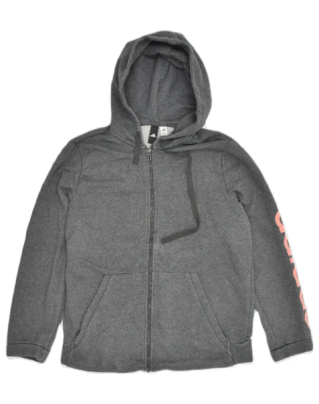 ADIDAS Womens Graphic Zip Hoodie Sweater Size 20-22 XL Grey Cotton Cotton Fabric Linen Fabric Terry Fabric ADIDAS Womens Graphic Zip Hoodie Sweater Size 20-22 XL Grey Cotton Cotton Fabric Linen Fabric Terry Fabric