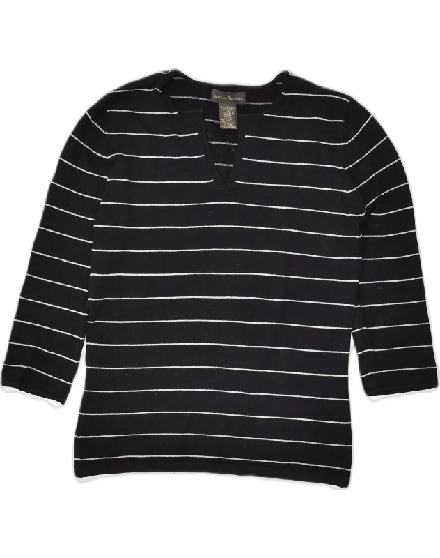 BANANA REPUBLIC Womens 3/4 Sleeve V-Neck Jumper Sweater UK 8 Small Black Cable Knit Ribbed Knit Lace Knit BANANA REPUBLIC Womens 3/4 Sleeve V-Neck Jumper Sweater UK 8 Small Black Cable Knit Ribbed Knit Lace Knit
