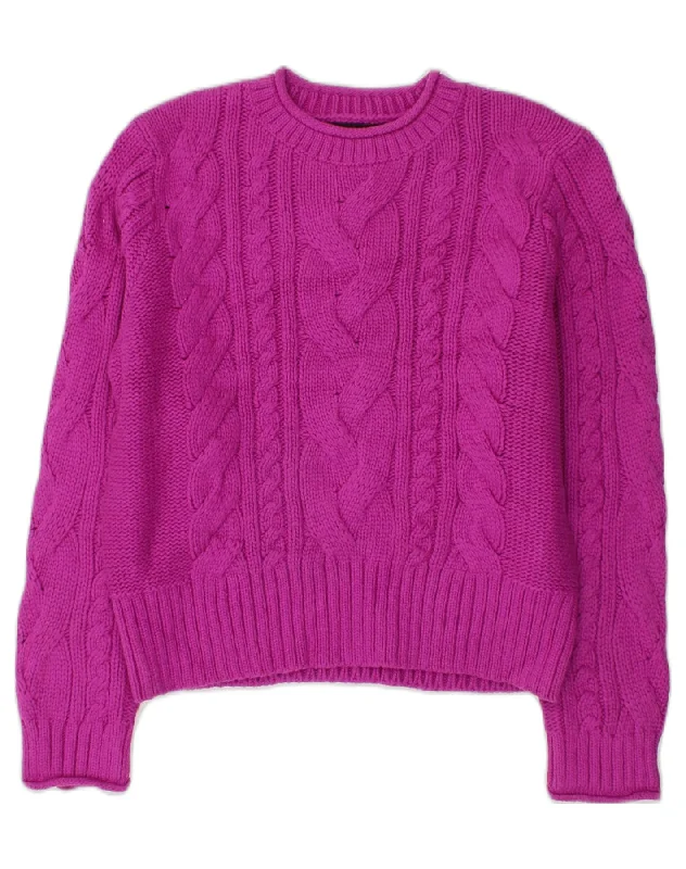 BANANA REPUBLIC Womens Crew Neck Jumper Sweater UK 18 XL Pink Cotton Turtle Neck Boat Neck Asymmetrical Neck