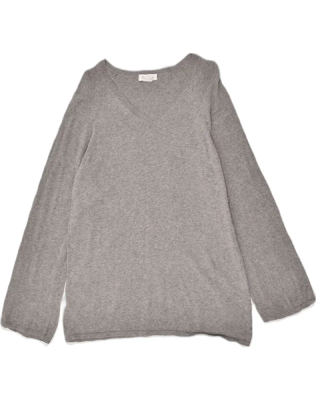 CALVIN KLEIN Womens V-Neck Jumper Sweater UK 14 Medium Grey Cotton Modern Contemporary Chic CALVIN KLEIN Womens V-Neck Jumper Sweater UK 14 Medium Grey Cotton Modern Contemporary Chic