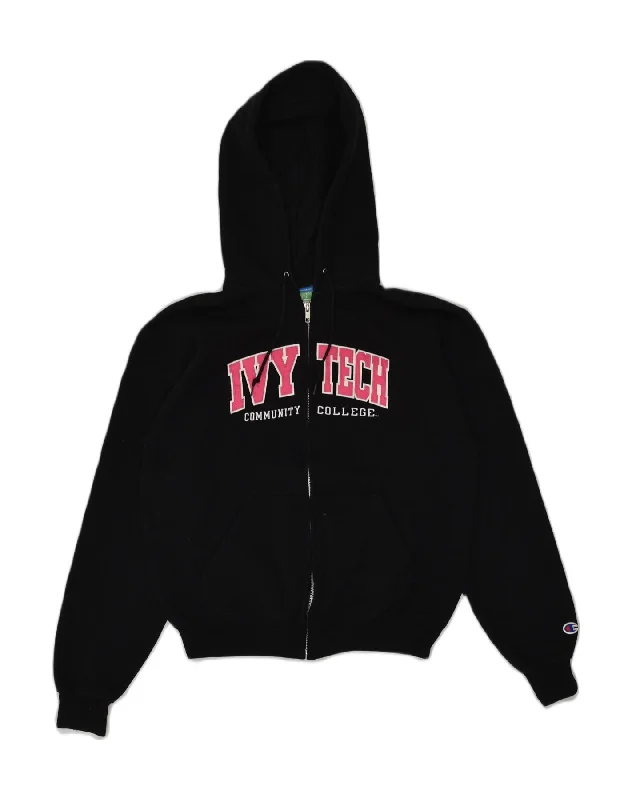 CHAMPION Womens Graphic Zip Hoodie Sweater UK 10 Small Black Cotton Iron Safe Non-Iron Wrinkle Free CHAMPION Womens Graphic Zip Hoodie Sweater UK 10 Small Black Cotton Iron Safe Non-Iron Wrinkle Free