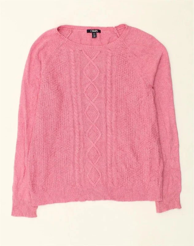 CHAPS Womens Boat Neck Jumper Sweater UK 14 Large Pink Cotton High Neck Crew Neck V-Neck