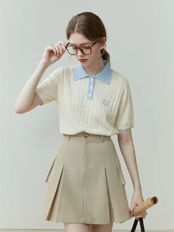 College Style Short Sleeve Sweater Long Sweater Short Sweater Cropped Sweater