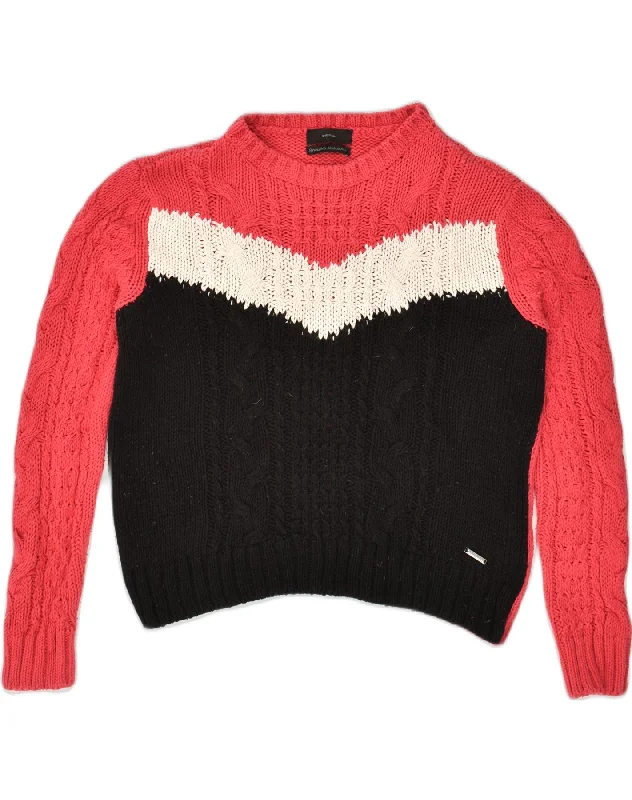 DIESEL Womens Boat Neck Jumper Sweater UK 14 Large Red Colourblock Cotton Spandex Rayon Corduroy DIESEL Womens Boat Neck Jumper Sweater UK 14 Large Red Colourblock Cotton Spandex Rayon Corduroy