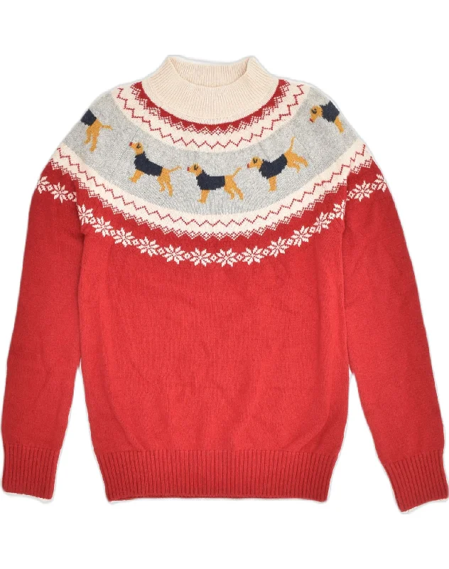FAT FACE Womens Turtle Neck Jumper Sweater UK 8 Small Red Animal Print Open Front Closed Front Wrap Front FAT FACE Womens Turtle Neck Jumper Sweater UK 8 Small Red Animal Print Open Front Closed Front Wrap Front
