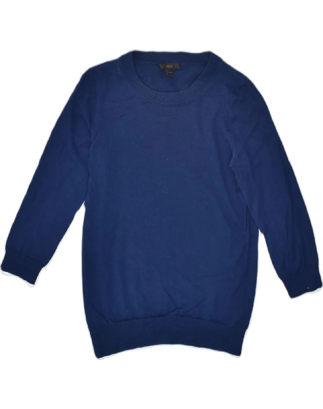 J. CREW Womens 3/4 Sleeve Crew Neck Jumper Sweater UK 8 Small Navy Blue Lace Blend Ribbed Blend Corduroy Blend J. CREW Womens 3/4 Sleeve Crew Neck Jumper Sweater UK 8 Small Navy Blue Lace Blend Ribbed Blend Corduroy Blend