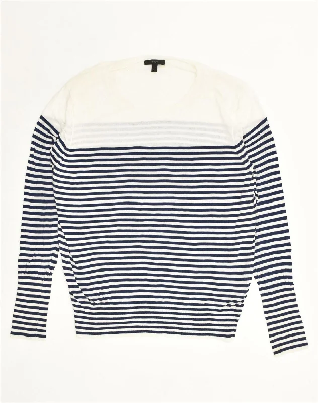J. CREW Womens Boat Neck Jumper Sweater UK 14 Large Navy Blue Striped Hooded Sweater Collared Sweater Shawl Collar J. CREW Womens Boat Neck Jumper Sweater UK 14 Large Navy Blue Striped Hooded Sweater Collared Sweater Shawl Collar