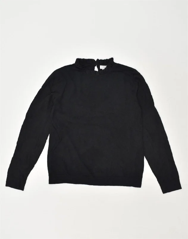 J. CREW Womens Crew Neck Jumper Sweater UK 12 Medium Black Cotton Fleece Sweater Nylon Polyester J. CREW Womens Crew Neck Jumper Sweater UK 12 Medium Black Cotton Fleece Sweater Nylon Polyester