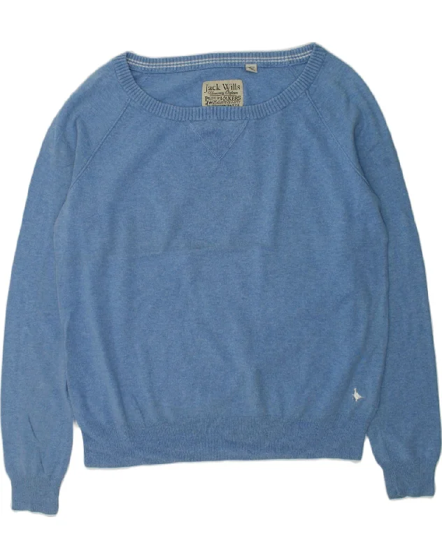 JACK WILLS Womens Boat Neck Jumper Sweater UK 12 Medium Blue Cotton Chenille Brocade Lace JACK WILLS Womens Boat Neck Jumper Sweater UK 12 Medium Blue Cotton Chenille Brocade Lace
