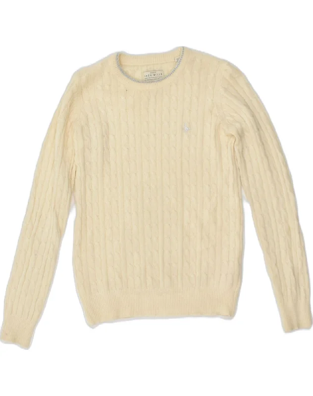 JACK WILLS Womens Crew Neck Jumper Sweater UK 10 Small Beige Wool Sweater Knitwear Pullover JACK WILLS Womens Crew Neck Jumper Sweater UK 10 Small Beige Wool Sweater Knitwear Pullover