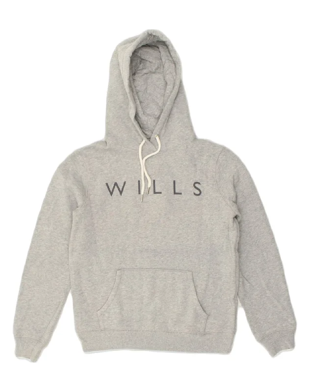 JACK WILLS Womens Graphic Zip Hoodie Sweater UK 10 Small Grey Cotton Welt Pockets Slit Pockets Flap Pockets JACK WILLS Womens Graphic Zip Hoodie Sweater UK 10 Small Grey Cotton Welt Pockets Slit Pockets Flap Pockets