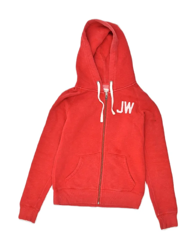 JACK WILLS Womens Graphic Zip Hoodie Sweater UK 8 Small Red Cotton Fleece Fabric Down Fabric Feather Fabric JACK WILLS Womens Graphic Zip Hoodie Sweater UK 8 Small Red Cotton Fleece Fabric Down Fabric Feather Fabric
