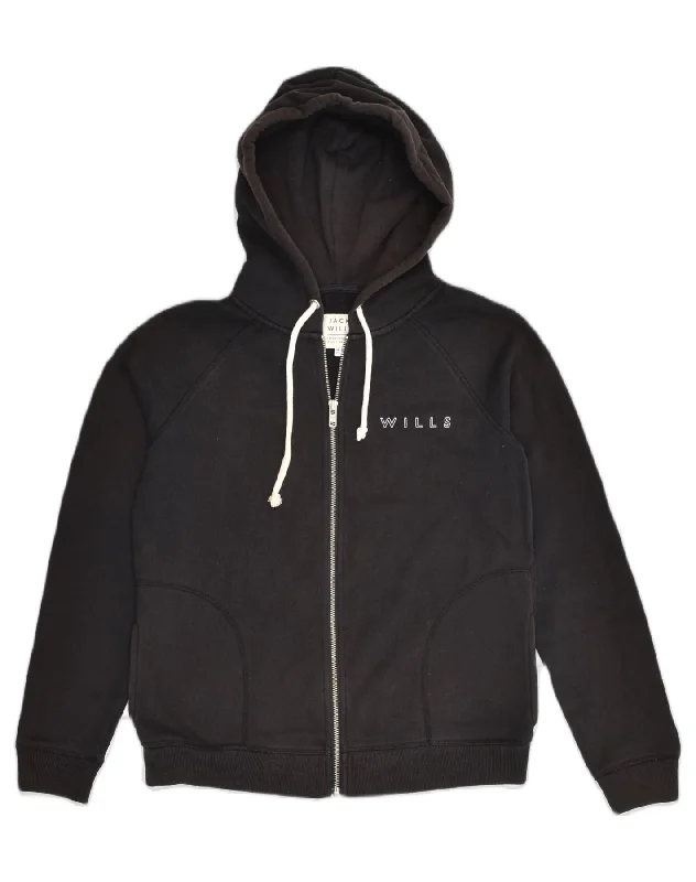 JACK WILLS Womens Zip Hoodie Sweater UK 10 Small Black Cotton Fitted Loose Oversized JACK WILLS Womens Zip Hoodie Sweater UK 10 Small Black Cotton Fitted Loose Oversized