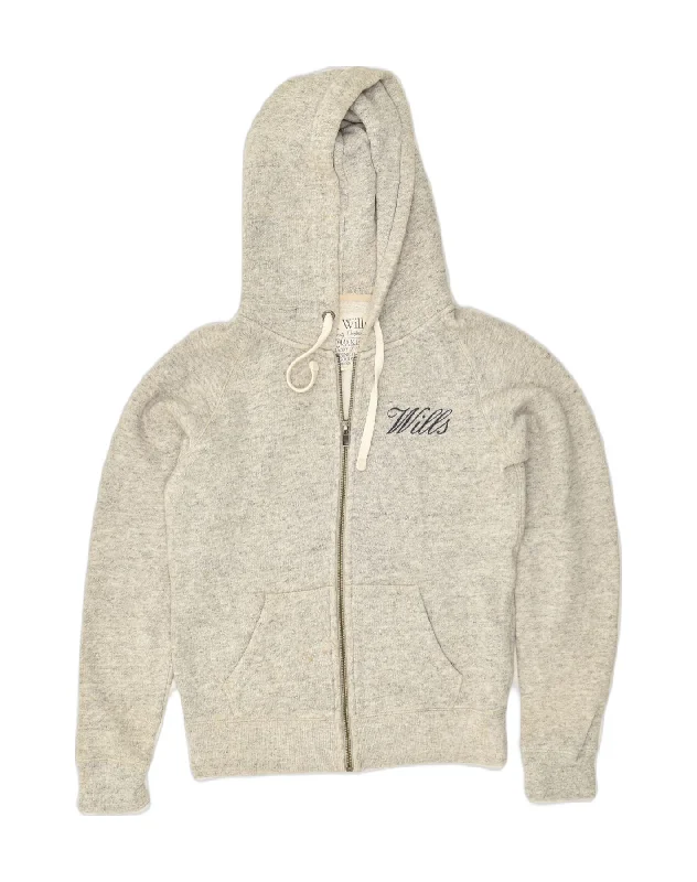 JACK WILLS Womens Zip Hoodie Sweater UK 10 Small Grey Cotton Stretchy Elastic Breathable JACK WILLS Womens Zip Hoodie Sweater UK 10 Small Grey Cotton Stretchy Elastic Breathable