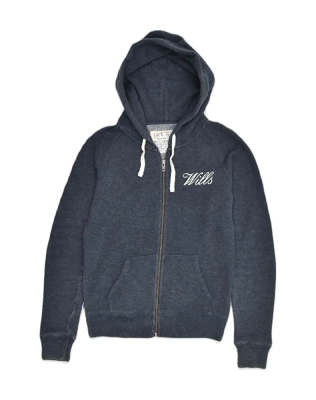 JACK WILLS Womens Zip Hoodie Sweater UK 10 Small Navy Blue Cotton Tailored Straight A-Line JACK WILLS Womens Zip Hoodie Sweater UK 10 Small Navy Blue Cotton Tailored Straight A-Line