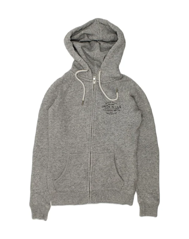 JACK WILLS Womens Zip Hoodie Sweater UK 6 XS Grey Flecked Polyester Real Fur Shearling Chenille JACK WILLS Womens Zip Hoodie Sweater UK 6 XS Grey Flecked Polyester Real Fur Shearling Chenille
