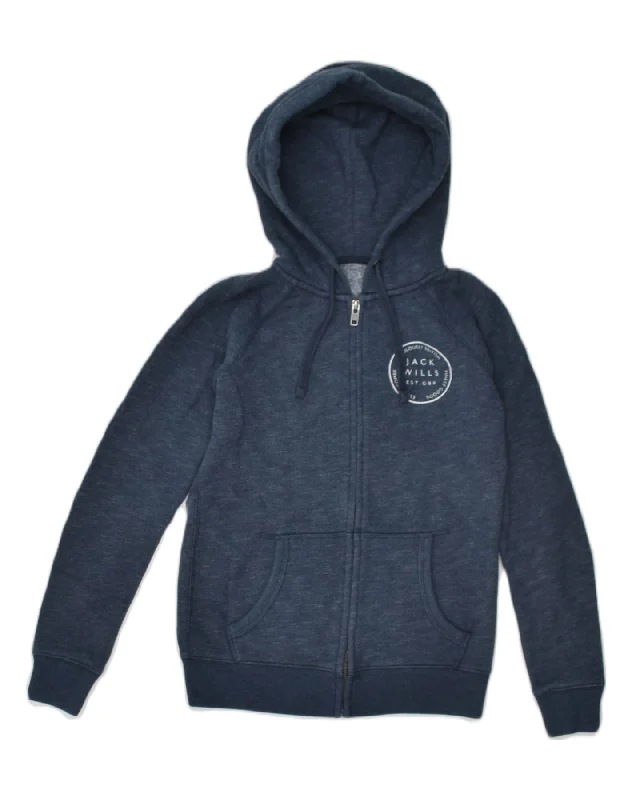 JACK WILLS Womens Zip Hoodie Sweater UK 8 Small Navy Blue Cotton Mesh Blend Leather Blend Suede Blend JACK WILLS Womens Zip Hoodie Sweater UK 8 Small Navy Blue Cotton Mesh Blend Leather Blend Suede Blend