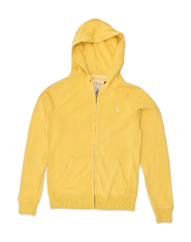 JACK WILLS Womens Zip Hoodie Sweater UK 8 Small Yellow Polyester Wool Fabric Cashmere Fabric Tweed Fabric JACK WILLS Womens Zip Hoodie Sweater UK 8 Small Yellow Polyester Wool Fabric Cashmere Fabric Tweed Fabric