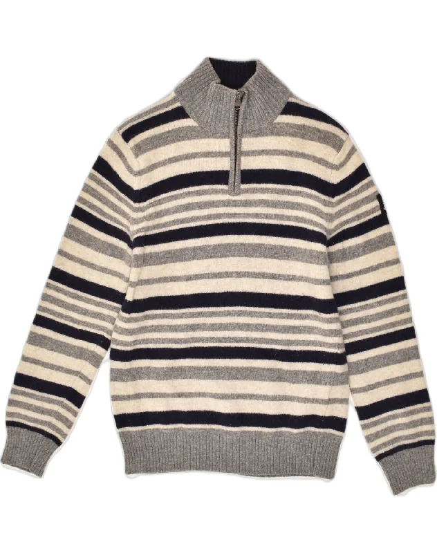 MARINA YACHTING Womens Zip Neck Jumper Sweater UK 14 Large Grey Striped Rayon Fabric Velvet Fabric Corduroy Fabric MARINA YACHTING Womens Zip Neck Jumper Sweater UK 14 Large Grey Striped Rayon Fabric Velvet Fabric Corduroy Fabric