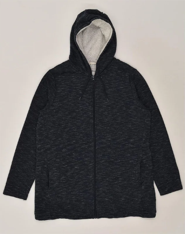 MOUNTAIN WAREHOUSE Womens Zip Hoodie Sweater UK 16 Large  Navy Blue Mesh Sweater Canvas Denim