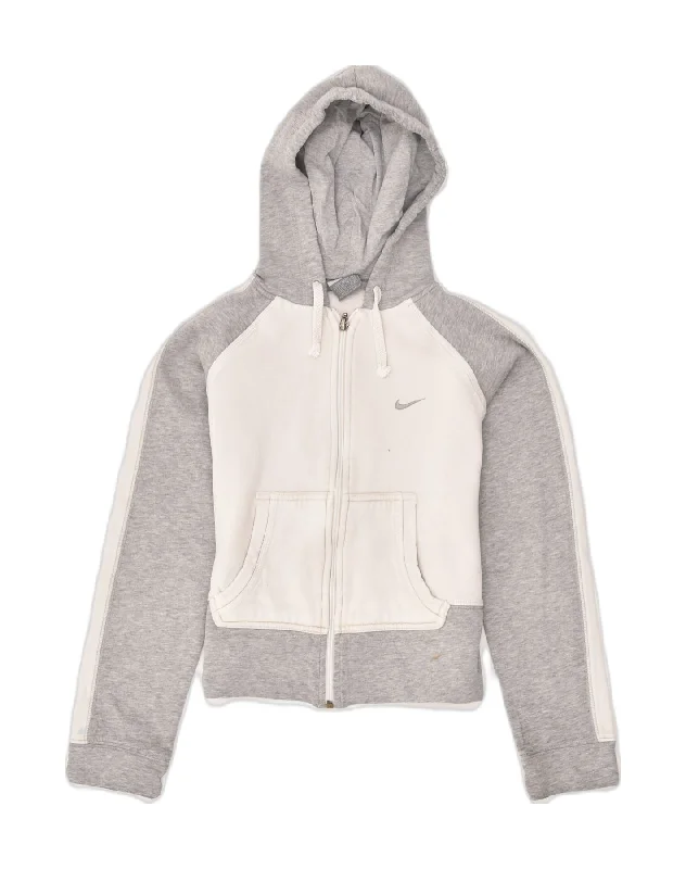 NIKE Womens Graphic Zip Hoodie Sweater UK 8/10 Small Grey Cotton Nylon Fabric Polyester Fabric Spandex Fabric NIKE Womens Graphic Zip Hoodie Sweater UK 8/10 Small Grey Cotton Nylon Fabric Polyester Fabric Spandex Fabric