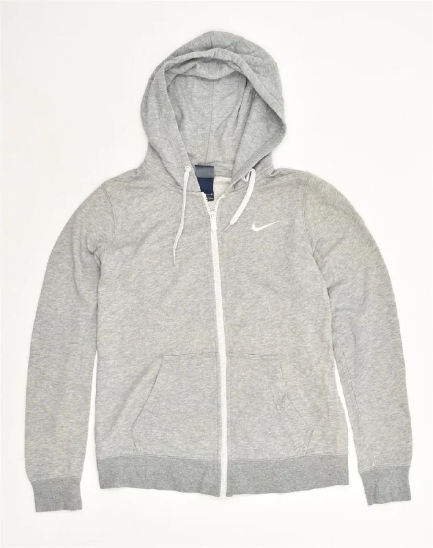 NIKE Womens Zip Hoodie Sweater UK 12 Medium Grey Cotton Slim Fit Regular Fit Oversized NIKE Womens Zip Hoodie Sweater UK 12 Medium Grey Cotton Slim Fit Regular Fit Oversized