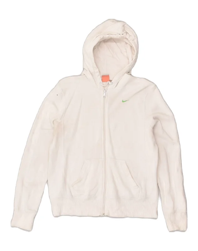 NIKE Womens Zip Hoodie Sweater US 12/14 Large White Cotton Wool Sweater Cotton Sweater Cashmere Sweater