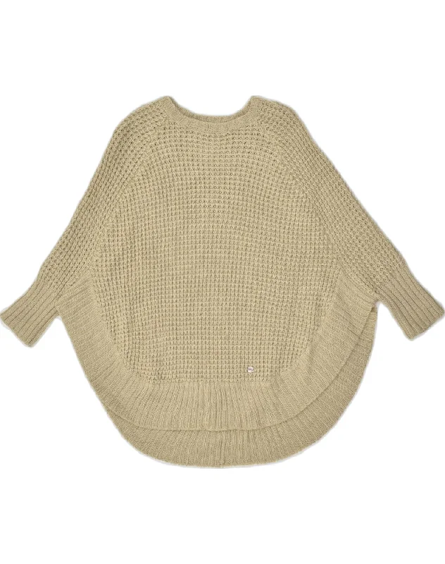 PEPE JEANS Womens Crew Neck Jumper Sweater UK 10 Small Beige Satin Blend Silk Blend Wool Blend PEPE JEANS Womens Crew Neck Jumper Sweater UK 10 Small Beige Satin Blend Silk Blend Wool Blend
