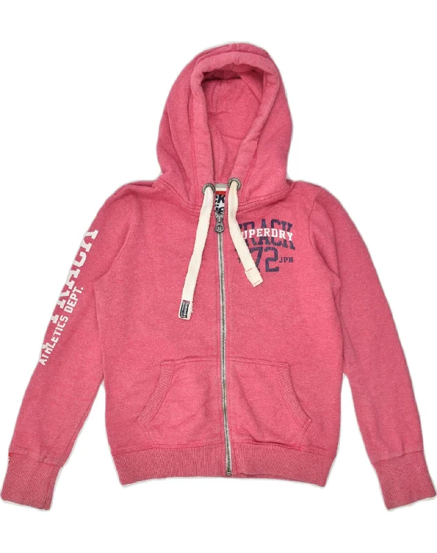 SUPERDRY Womens Graphic Zip Hoodie Sweater UK 14 Medium Pink Cotton Wool Sweater Cotton Sweater Cashmere Sweater SUPERDRY Womens Graphic Zip Hoodie Sweater UK 14 Medium Pink Cotton Wool Sweater Cotton Sweater Cashmere Sweater