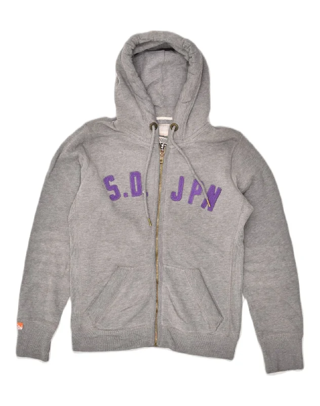 SUPERDRY Womens Graphic Zip Hoodie Sweater UK 16 Large Grey Cotton Houndstooth Herringbone Solid SUPERDRY Womens Graphic Zip Hoodie Sweater UK 16 Large Grey Cotton Houndstooth Herringbone Solid