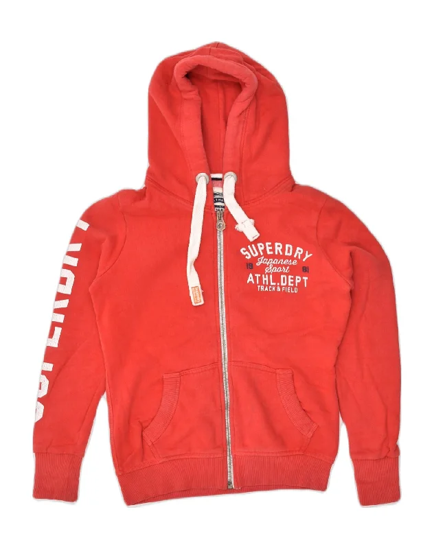 SUPERDRY Womens Track & Field Graphic Zip Hoodie Sweater UK 10 Small Red Iron Safe Non-Iron Wrinkle Free SUPERDRY Womens Track & Field Graphic Zip Hoodie Sweater UK 10 Small Red Iron Safe Non-Iron Wrinkle Free