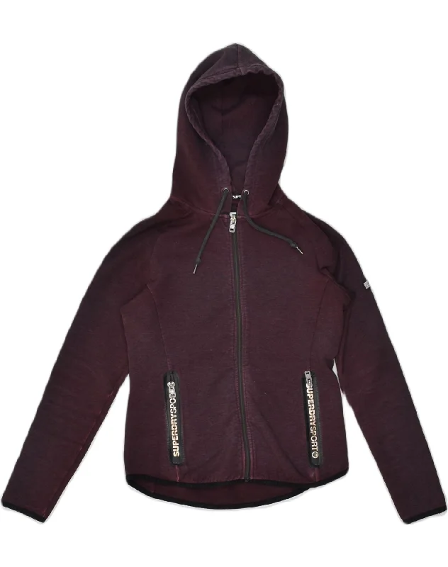 SUPERDRY Womens Zip Hoodie Sweater UK 14 Medium Burgundy Polyester Jersey Fabric Tulle Fabric Batik Fabric SUPERDRY Womens Zip Hoodie Sweater UK 14 Medium Burgundy Polyester Jersey Fabric Tulle Fabric Batik Fabric