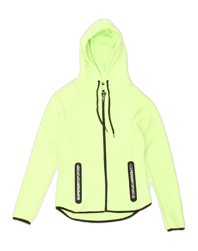 SUPERDRY Womens Zip Hoodie Sweater UK 6 XS Green Polyester Cashmere Blend Cotton Blend Poly Blend SUPERDRY Womens Zip Hoodie Sweater UK 6 XS Green Polyester Cashmere Blend Cotton Blend Poly Blend